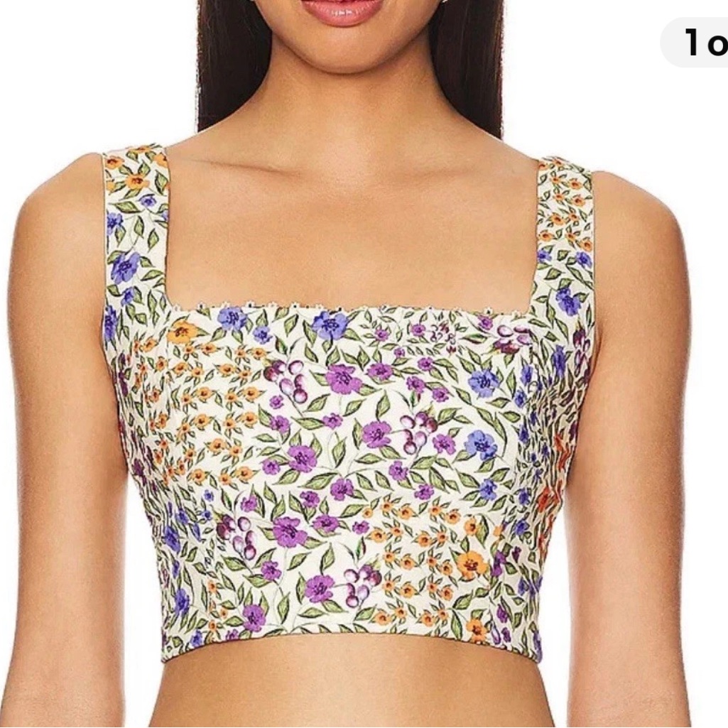 Agua Bendita Multicolor Floral Tank Top 100% Cotton Size Medium